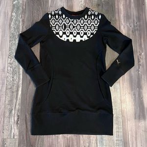 Vintage Puma RARE Womens Sweatshirt Dress Small Y2K Black White Geometric Print